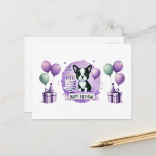 Postale Carte de vœux d'anniversaire Boston Terrier