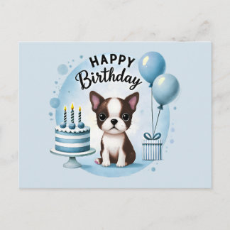 Postale Carte de vœux d'anniversaire de Boston Terrier mig