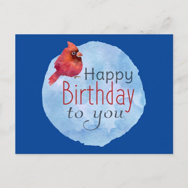 Postale Carte de vœux d'anniversaire de Cardinal (Devant)