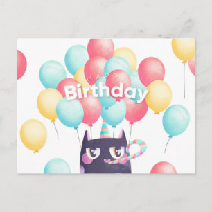 Postale Carte de vœux d'anniversaire de chat mignon