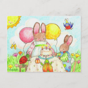 Postale Carte de vœux d'anniversaire de lapin