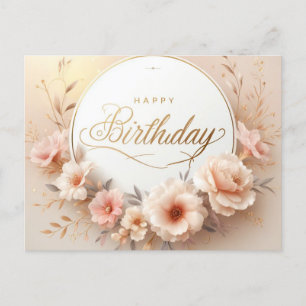 Postale Carte de vœux d'anniversaire florale et vibrante