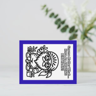 Postale Carte de vœux d'anniversaire Gnome Color-It-Yourse