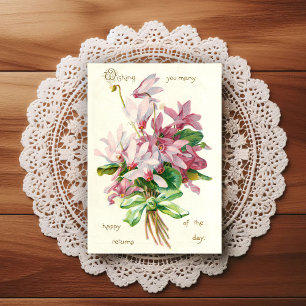 Postale Carte de vœux d'anniversaire vintage début 1900