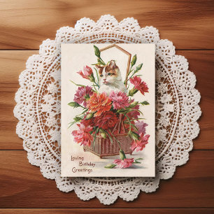 Postale Carte de vœux d'anniversaire vintage début 1900