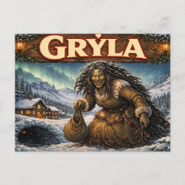 Postale Carte de vœux de Gryla le lutin de Noël islandais