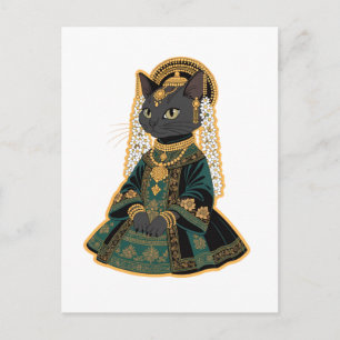 Postale Carte de vœux de la déesse de mariage au chat gris