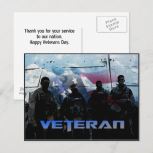 Postale Carte de vœux de la fête des vétérans de remerciem