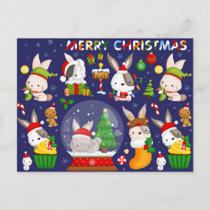 Postale Carte de vœux de Noël aux lapins joyeux
