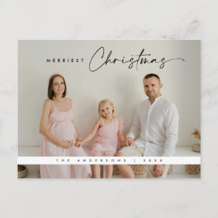 Postale Carte de vœux de Noël contemporaine, photo de fami