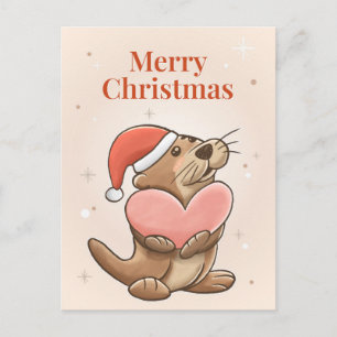 Postale Carte de vœux de Noël Loutre