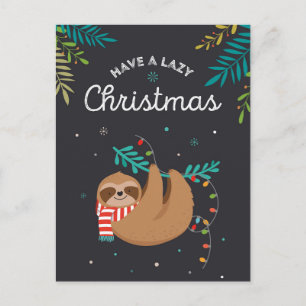 Postale Carte de vœux de Noël Paresseux