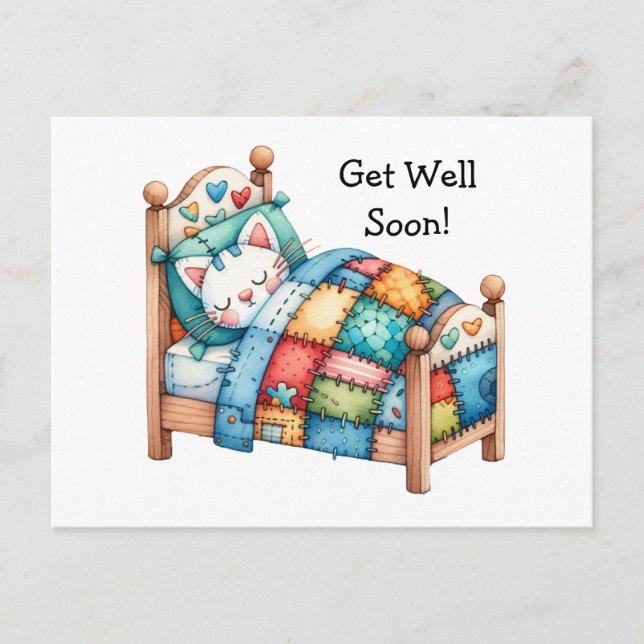 Postale Carte de vœux de rétablissement pour chat mignon (Devant)