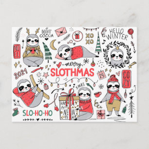 Postale Carte de vœux de Slothmas joyeux
