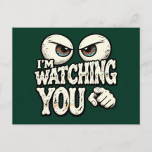 Carte de vœux drôle "JE VOUS REGARDE" aux yeux rét