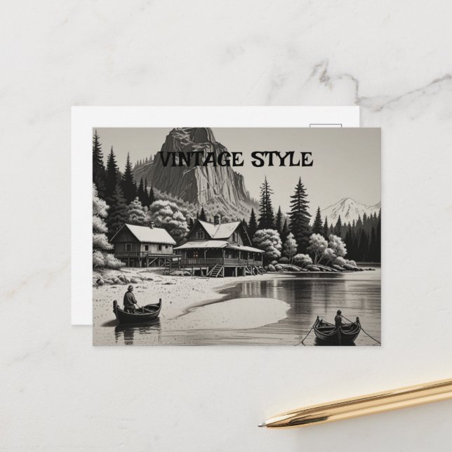Postale Carte de vœux élégante pour toutes occasions (Devant/Arrière en situation)