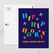 Carte de vœux félicitations colorée Hip Hip Hourra