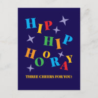 Carte de vœux félicitations colorée Hip Hip Hourra