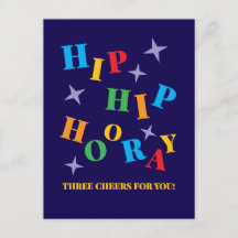 Carte de vœux félicitations colorée Hip Hip Hourra