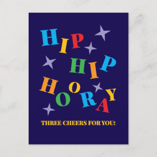 Postale Carte de vœux félicitations colorée Hip Hip Hourra