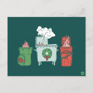 Postale Carte de vœux festive feu de poubelle pastel