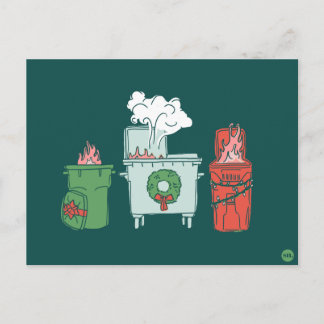 Postale Carte de vœux festive feu de poubelle pastel