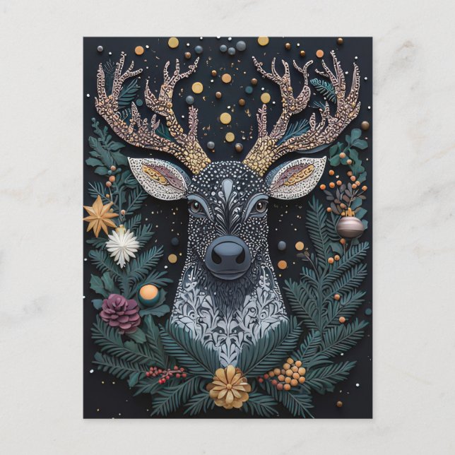 Postale Carte de voeux Festive Reindeer de Noël (Devant)