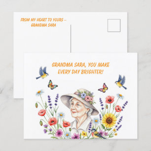 Postale Carte de voeux florale de grand-mère