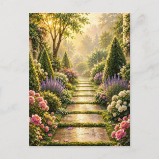 Postale Carte de vœux florale du chemin secret du jardin d