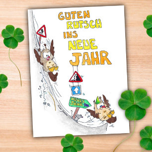 Postale Carte de vœux GUTEN RUTSCH pour le Nouvel An allem