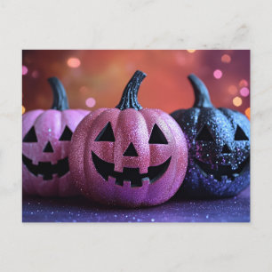 Postale Carte de voeux Halloween Parties scintillant noire