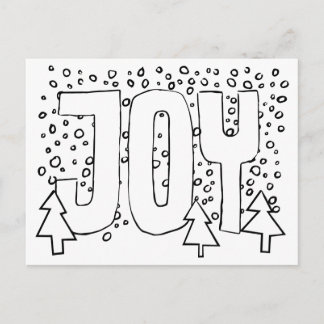 Postale Carte de vœux Joy, Coloriez-la vous-même, Pin enne