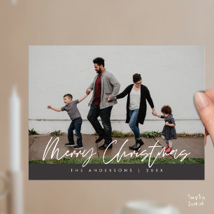 Postale Carte de vœux moderne, photo de famille Joyeux Noë
