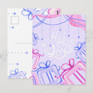 Postale Carte de vœux pastel festive avec cadeaux