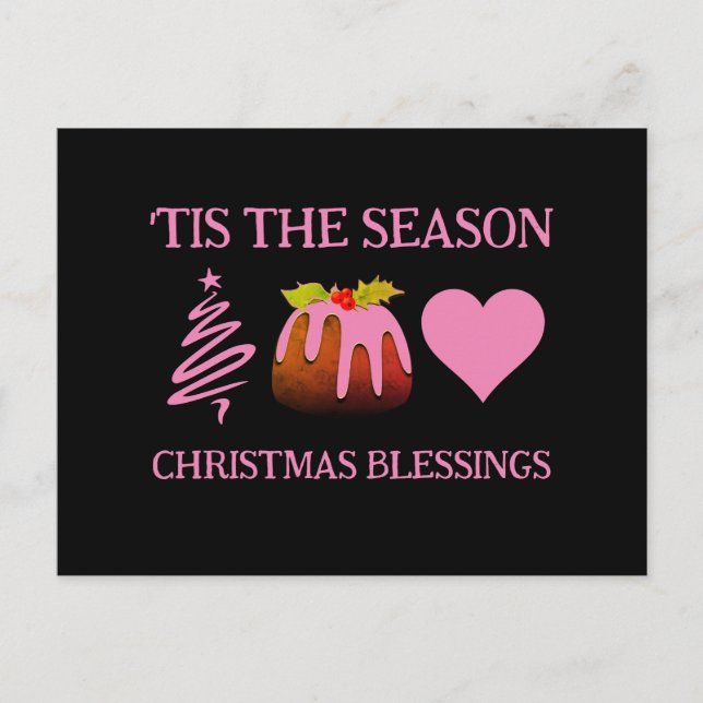 Postale Carte de vœux PINK CHRISTMAS BLESSINGS (Devant)