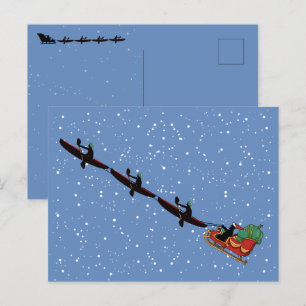 Postale Carte de voeux pliée Kayaks Pulling Sleigh
