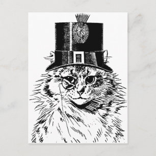 Postale Carte de voeux pour chat Steampunk, Kitty en chape