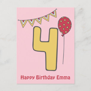 Postale Carte de vœux pour le 4ème anniversaire de jolis e
