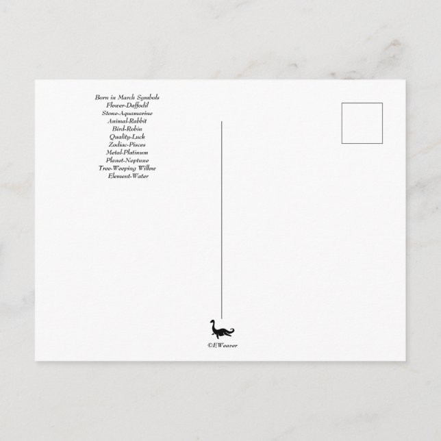 Postale Carte de voeux symboles d'anniversaire de mars (Dos)