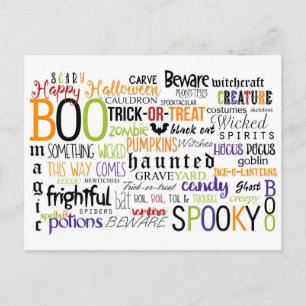Postale Carte de vœux typographie amusante Halloween