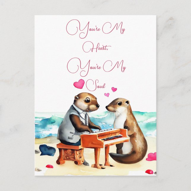 Postale Carte de voeux Valentines Otter (Devant)