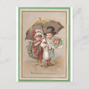 Postale Carte de voeux Victorian Christams 1885
