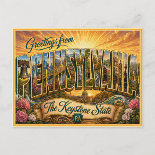 Postale Carte de vœux vintage de Pennsylvanie