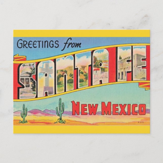 Postale Carte de vœux vintage de Santa Fe (Devant)