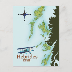Postale Carte de voyage des Hébrides en Écosse.