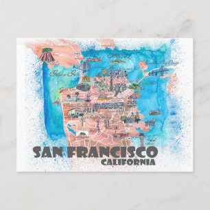 Postale Carte de voyage illustrée de San Francisco