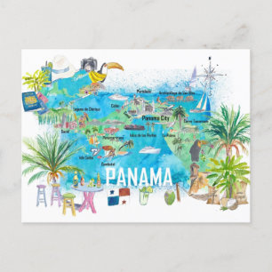 Postale Carte de voyage illustrée Panama