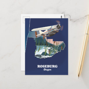 Postale Carte de voyage rétro de Roseburg Oregon.