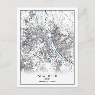 Postale Carte de voyage simple de la ville de New Delhi en