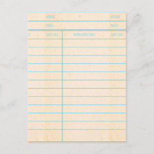 Postale Carte d'échéance du livre de bibliothèque